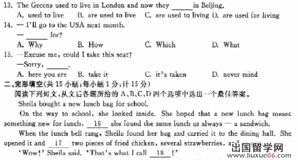 江苏扬州2013年中考英语试题(图片版)