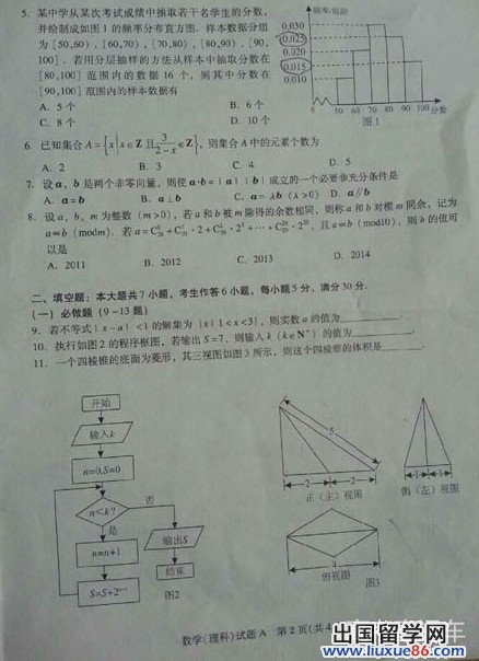 2014广州一模理科数学试题及答案