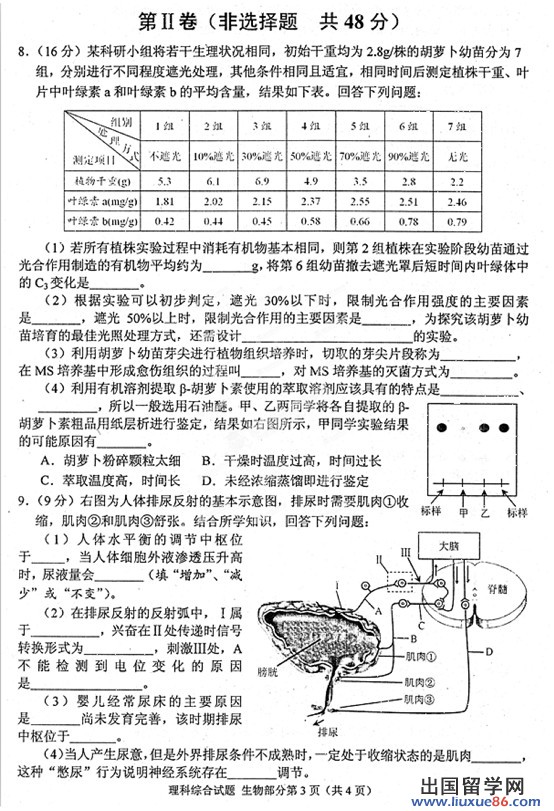 2014绵阳三诊理综试题及答案