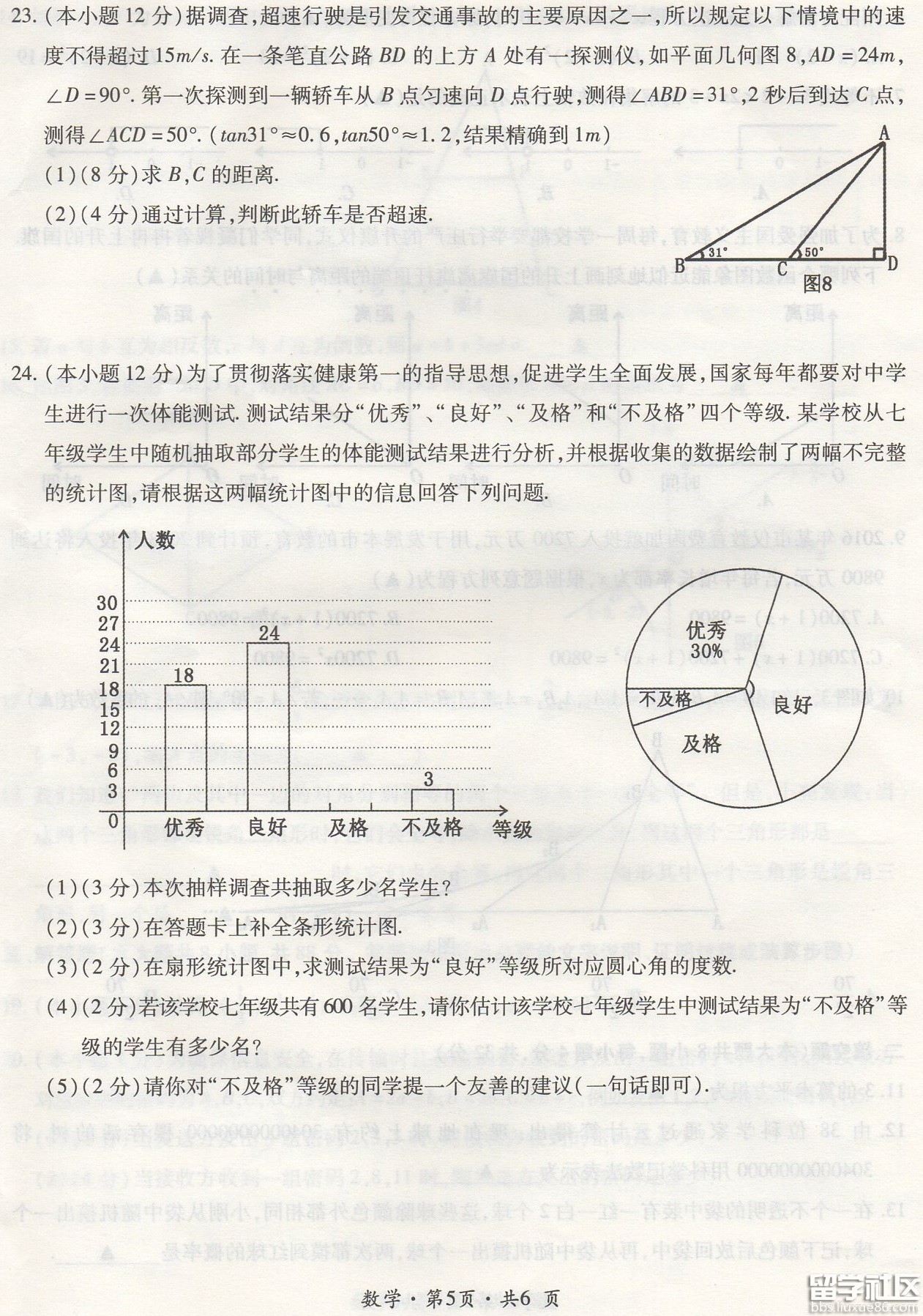2016六盘水中考数学试题及答案(图片版)