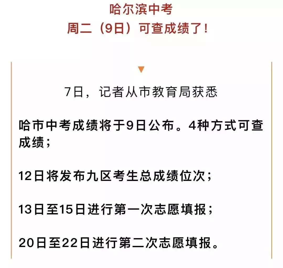 2019年黑龙江哈尔滨中考成绩查询时间及入口