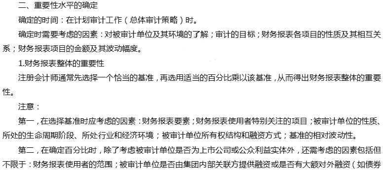 2019年注册会计师《审计》高频考点：重要性
