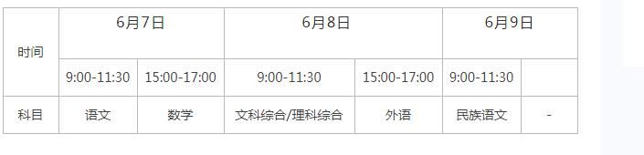 新疆维吾尔自治区2022年普通高校招生考试时间安排表 新疆维吾尔自治区2022年普通高校招生考试时间安排表